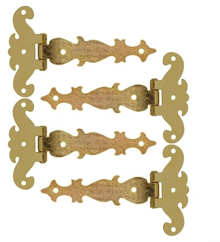 GLOBALHUT Zinc Alloy Antique T-Hinges, Set Of 4 Heavy Duty Cabinet Hinges, For Wooden Boxes Jewelry Cases Shed Doors Vintage Decor(Gold)