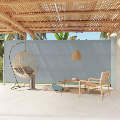 Festnight Sichtschutz Garten 220x600 cm Seitenmarkise Ausziehbar Sonnenschutz Terrasse Windschutz Sichtschutz Balkon Seitenwand Seitenrollo Außen Grau