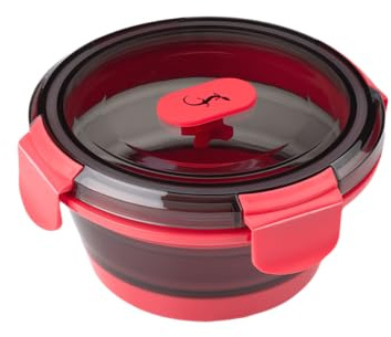 Lurch Frischhaltebox Silikon 400 ml rund Frozen Pink – Faltbar und Auslaufsicher - Lunchbox für unterwegs