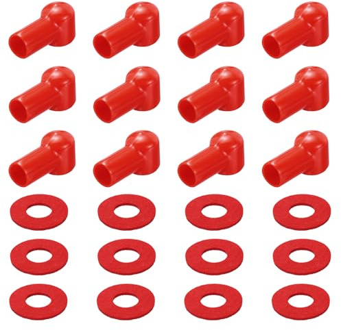 sourcing map Lot de 12 cache-bornes de batterie pour camion avec rondelles Rouge L15-20-49 mm pour accessoires de voiture, camion, bateau