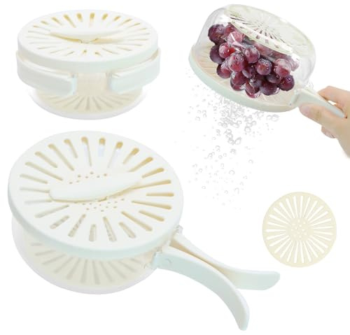 Essoreuse à Salade 25 cm Blanche avec Couvercle et Passoire, Bol en Plastique Antidérapant pour Salades, Légumes et Fruits, Usage Quotidien et Pique-Niques