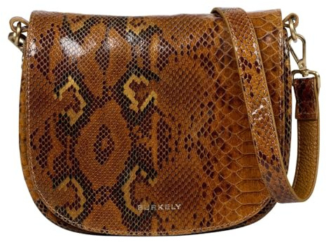 Burkely Leder Umhängetasche Schultertasche Vintage Veda Satchel Bag Python hellbraun