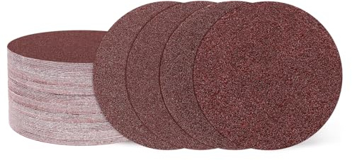 sourcing map Lot de 200 disques abrasifs de 50 mm Grain 36/40/60/100 Papier de verre Orbital aléatoire pour le travail du bois, automobile, polissage des métaux, rouge