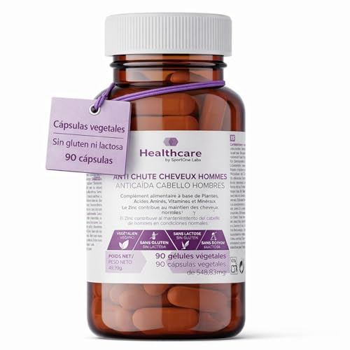 Fórmula Cabello Hombres | Con Biotina Zinc y Pygeum Africanum | Aminoácidos Azufrados | Vitaminas y Minerales Esenciales | 90 cápsulas vegetales | Vegano | Sin gluten | Sin lactosa