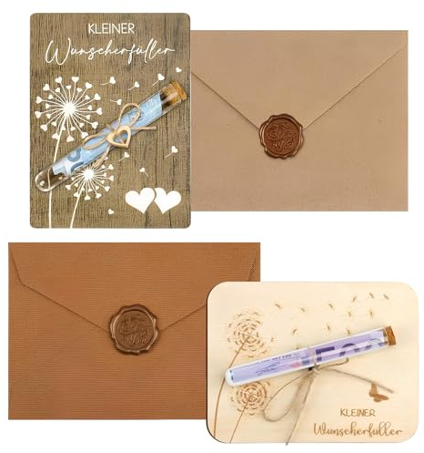Wunscherfüller Geldgeschenke,2 Stück Holz Geldgeschenk Geburtstag Pusteblume Geldgeschenke mit Umschlägen Geld Geschenke für Weihnachten Hochzeit Jugendweihe