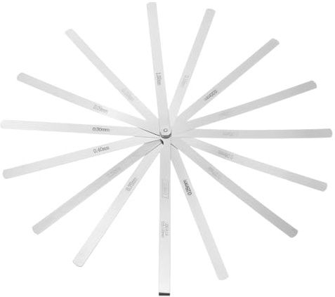 sourcing map Metric Thickness Feeler Gauge 0.05-1mm 14 Blades 200mm Oval Feeler Gauge Set 3CR13 Stainless Steel Gap Measuring Tool for Repair Valve Guitar Spark Plug