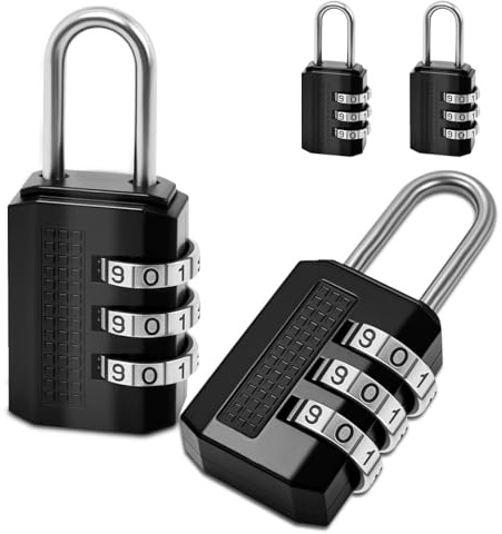 Leyrens 4 Stücke Schlösser, Zinklegierung Reise Kombinations Kofferschloss, Kofferschlösser mit 3-stelligem Zahlencode, Kleines Vorhängeschlösser, für Reise Koffer, Spind, Rucksack, Luggage