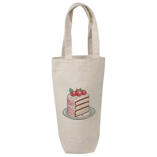 Azeeda 'Cartoon Slice of Cake' Cotton Wine Bottle Gift/Travel Bag (BL00046908)