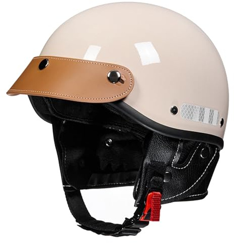 Caschi Jet E Demi-Jet Caschi Cromwell Retrò Moto Certificazione DOTECE Cascos Mezzo Jet Vintage Aperto Casco Scooter Per Adulti Elmetto Scodella Fibbia A Sgancio Rapido D,58-62CM