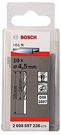 Bosch Pro Karosseriebohrer HSS-R rollgewalzt (10 Stück, Ø 4,5 mm)