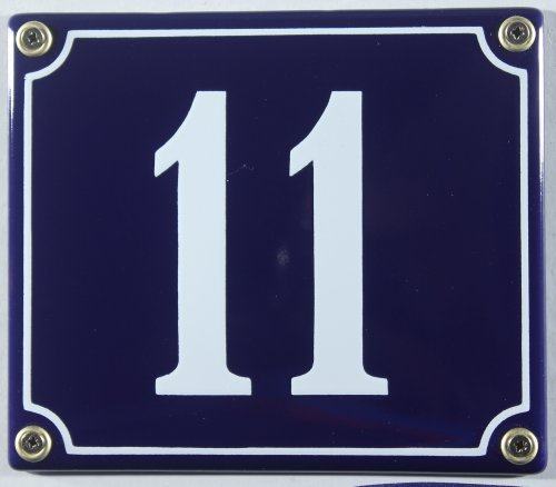 Buddel-Bini Wetterfestes Emaille Hausnummernschild Nr. 11 blau/weiß 14x12 cm sofort lieferbar