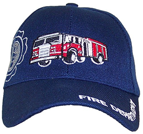 Y&W Headgear Kid/Child Embroidered Fire Truck Adjustable Hook and Loop Hat (One Size) - Navy