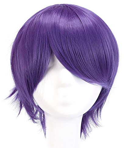MapofBeauty 30cm/ 12 pulgada medio lacio hombre lacio Pelucas (púrpura)
