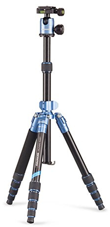 Cullmann 55453 MUNDO 522T Reisestativ inklusiv Kugelkopf (Packmaß 31,5 cm, 4 Auszüge, Höhe 136 cm, Tragfähigkeit 5kg) blau