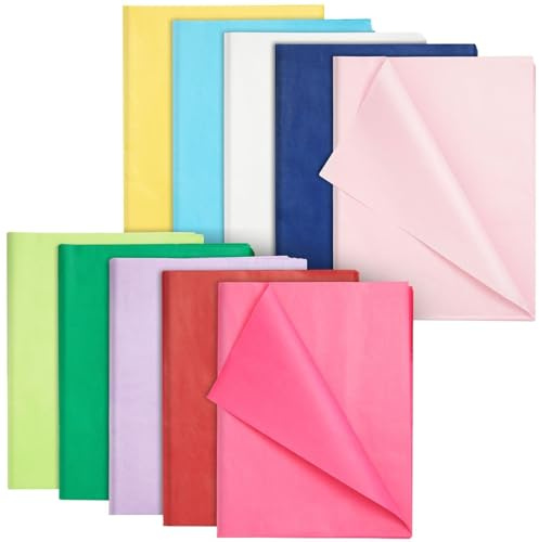 Colorful Tissue Paper for Gift Bags and Wrapping - 120 Sheets - Wrapping Paper Sheets for Presents & Supplies (10 Colors, 26 L x 19.8 W)