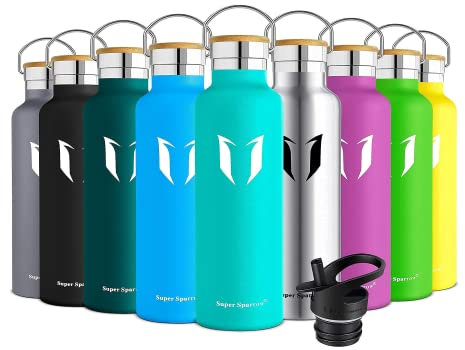 Super Sparrow Trinkflasche Edelstahl - 500ml - Auslaufsicher Thermoskanne, BPA-Frei Wasserflasche - Kohlensäure Thermosflasche für Kinder, Sprudel, Sport, Uni, Schule, Fitness, Outdoor, Camping
