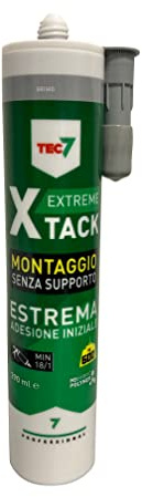 Tec7 X-Tack pegamento fuerte de montaje, 1 componente elastico muy alta adherencia inicial, vibraciones y golpes, gris, 290 ml
