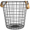 QUVIO Cesto Acero Rejilla Alambre Asas, Cestos Ropa Sucia, Cesto Colada de Lavandería con Mango Para Ropa, Mantas, Sábanas, Canasto Almacenaje, 32 cm, Laundry Basket para Mantas (Negro)