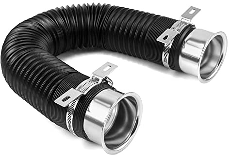 QWORK 76mm Auto Ansaugrohr, Erweiterbar auf 1m, Verstellbares Universal Auto Kaltlufteinlassrohr, Schwarz