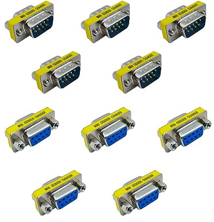 iYueMps 10pcs DB9 Serial RS232 9 Pin Gender Changer Male-Male and Female-Female Adapter Converter(5pcs F-F + 5pcs M-M)
