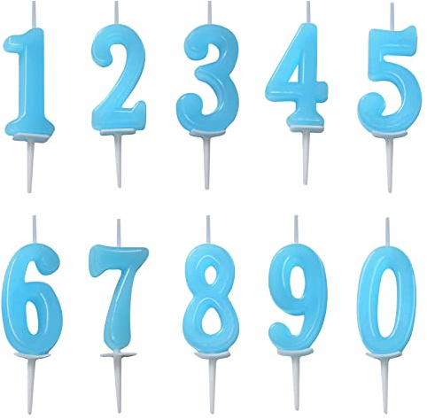 10 Pieces Birthday Cake Candles - Number Candle Number 0-9 Cake Numeral Candles for Christmas Birthday, Birthday Candles for Wedding Reunion Theme Party (Blue)
