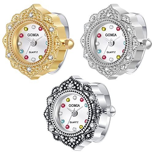JewelryWe Ringuhr Fingeruhr Herren Damen rund Analog Quarz Elastisch Legierung Ring Uhr Uhrenring