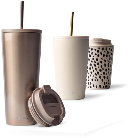 MAMEIDO Vaso térmico con pajita 700 ml (Rosé Quartz)