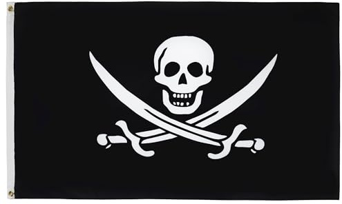 AZ FLAG - Bandiera Pirata Jack Rackham - 150x90 cm - Bandiera con teschio - Pirati 100% Poliestere leggero Con occhielli in metallo integrati - 80 g