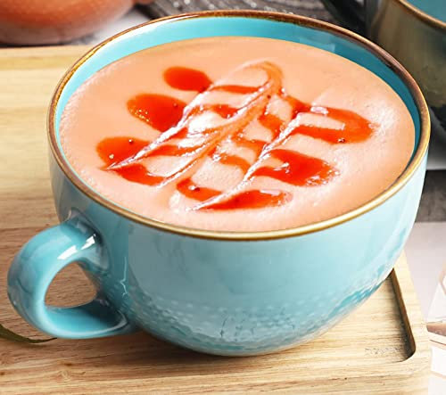 Tazza da Caffè Grande 700 ml in Gres - Cappuccino, XXL, Ceramica - Ciotola Con Manico per Insalata - Porcellana