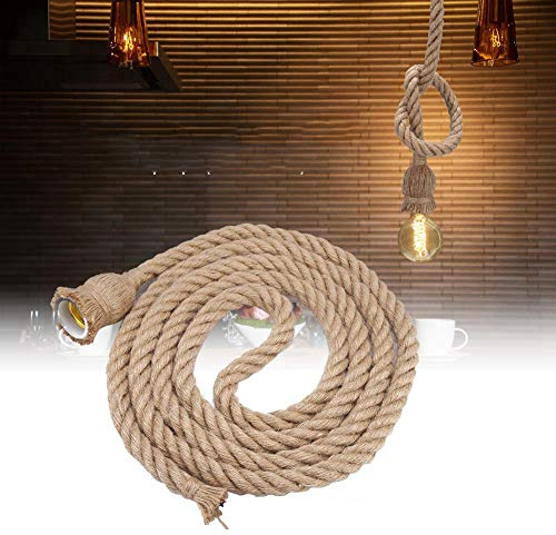 Dioche Lampenhalter Lampensockel Hanfseil Kupferdraht Vintage Hanfseil Pendelleuchten Lampensockel Halter für Raumdekor 85 265V (2 Köpfe) (4 m 2 Lampenfassung)