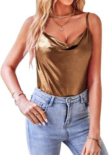VIDUSSA Damen Funkelnde Tops Glitzer Oberteile Ärmellose Blusen Sommer Tank Shirt Spaghetti Camisole Tops