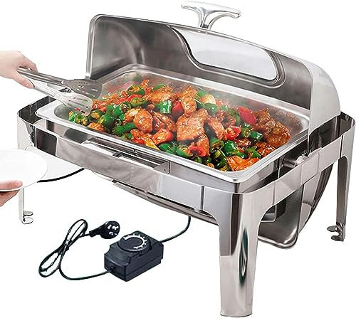 FLTRGO Chafing Dish Elettrico, 9L/13L Scaldavivande per Buffet, Contenitore Scaldavivande Elettrico Professionale in Acciaio Inossidabile per Riscaldamento Alimenti