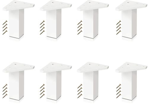 Kukicu ✮ Möbelfüße Weiß ✮ Beine für Möbel - 8er Set - Höhe: 100mm - Vierkant-Profil: 40 x 40 mm - Schrauben Inklusive