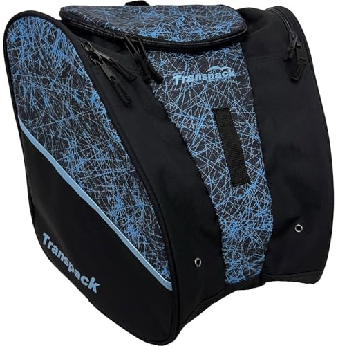 TRANSPACK Edge Junior+ Wasserabweisende 38L Ski-/Snowboardstiefel, Helm, Brille und Ausrüstung, Rucksack, Cyan Scratched Ice