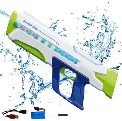 Wasserpistole Elektrisch mit Saug Wasser,Automatischer Wasserspritzpistole Wasser Spritzpistole für Erwachsene Kinder,Wasserdicht Elektrische Wasserpistole Water Gun für Outdoor Pool Spielzeug (Weiß)