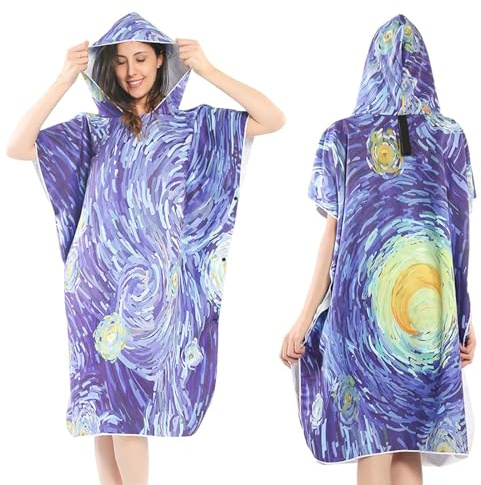 Poncho de Bain Serviette de Plage Piscin Microfibre, Peignoir de Natation à Séchage Rapide pour la Plage, Adulte Enfant Unisexe Sports pour Les Sports Nautiques et Le Surf sur la Plage Piscine (B)