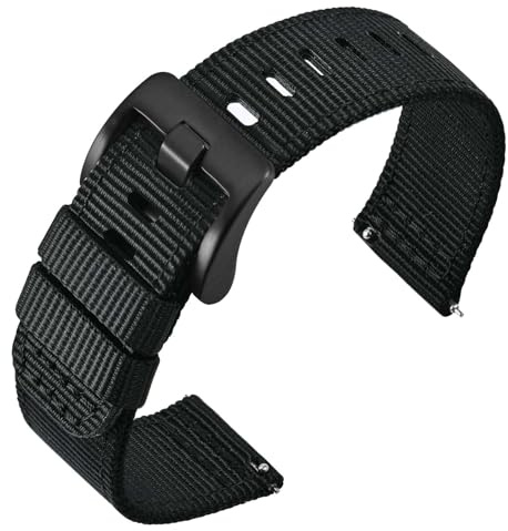 ANNEFIT Nylon Militär Uhrenarmband 18mm 19mm 20mm 22mm 24mm, Schnalle aus Edelstahl, Schnellverschluss Aatmungsaktive Armband für Herren