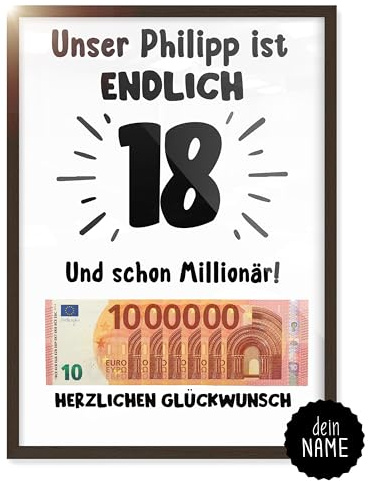 18. Geburtstag – Geschenke zum 18 Geburtstag | Geldgeschenke Jungen, Mädchen – Lustige Geschenkideen für Frauen & Männer – Ideal als Geburtstagsdeko