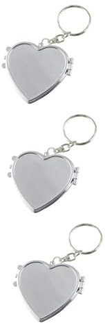 VALICLUD 3stücke Doppelseitiger Taschenspiegel Schlüsselanhänger Faltbarer Kompakter Herzspiegel Für Make-up Für Handtaschen Und Unterwegs Silber Perfektes Für Frauen