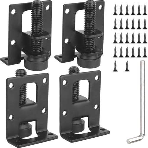 Anwenk Adjustable L Shaped Furniture Leveler Legs, Heavy Duty Metal Furniture Leveling Feet for Workbench Cabinet Wardrobe, 2.2 H, Black