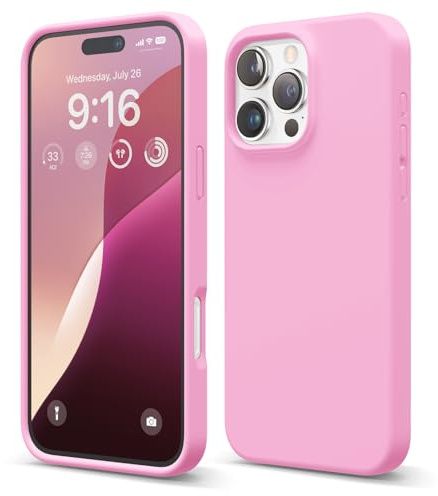 elago Cover in Silicone Liquido per iPhone 16 Pro Max | Silicone Premium, Protezione Completa, Antiurto, Sottile, Fodera in Microfibra Antigraffio (Rosa Caldo)