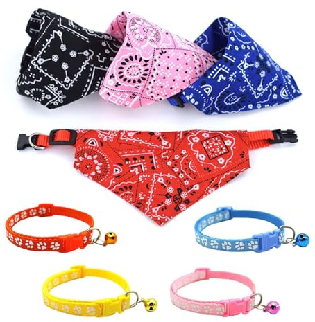 CHSZSH 4 Stück Welpenhalstuch, 4 Stück Haustierhalsband, Verstellbares Halstuch, Haustierhalstuch, Haustier-Dreieckstuch