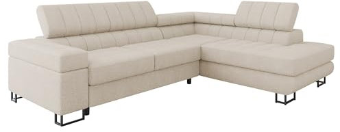 Mirjan24 Ecksofa Laris Premium, Polsterecke mit Schlaffunktion und Bettkasten, Polstersofa, Eckcouch, Couch, L-Form Sofa, Bettsofa, Polstergarnitur, Wohnlandschaft (Abriamo 03, Seite: Rechts)