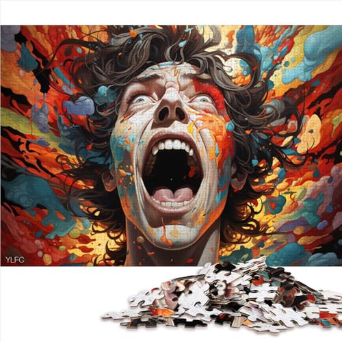 Puzzle für Erwachsene 1000, Papierpuzzle mit verängstigtem Gesicht, Geeignet für Erwachsene und Kinder über 12 Jahre, Erwachsene。Größe: 26 x 38 cm