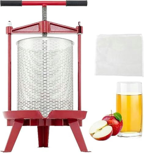 Extracteur de miel électrique Pressoir manuel pour fruits et vin Pressoir manuel pour la vinification Panier en acier inoxydable 2,4 Gal 9 L Pressoir à raisin pour vin rouge et argent