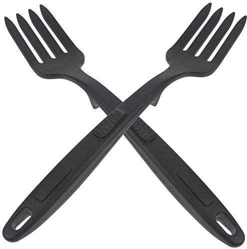 PRETYZOOM Tenedor De Silicona Para Pasta y Carne, Negro, Reutilizable, Resistente Al Calor, Utensilio De Cocina Multifunción, 2 Unidades, Adecuado Para Cocina Doméstica y Profesional