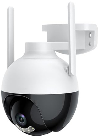Swokely Telecamera WiFi PTZ da esterno 4 MP, telecamera IP wireless WiFi, sistema di sicurezza domestica a 360°, visione notturna a colori, audio a 2 vie, rilevamento del movimento, allarme attività,