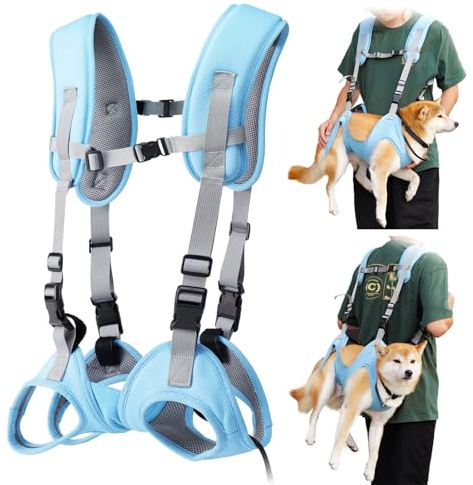 BT Bear Tragetuch für Hunde, tragbarer Outdoor-Rucksack, Notfall-Rucksack, Haustier-Tragetasche für ältere Hunde, Gelenkverletzungen, Arthritis, Treppenauf- und Absteigen, Lähmung, Blau, Größe M