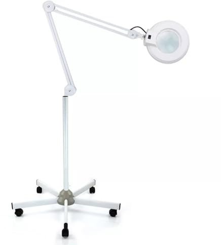CUMELLIIR Kosmetische Lupenlampe Led Mit Standfuß, Led Lupenleuchte 8 Dioptrien Mit 360° Drehbare Räder, Kosmetiklampe Für Kosmetikerinnen Stickerinnen Zahnärzte Nageltechniker, 24w 240v