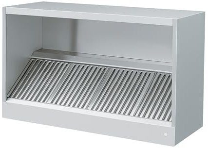 Ristoattrezzature - Cappa in acciaio inox 180x90x45h cm cubica a parete senza motore